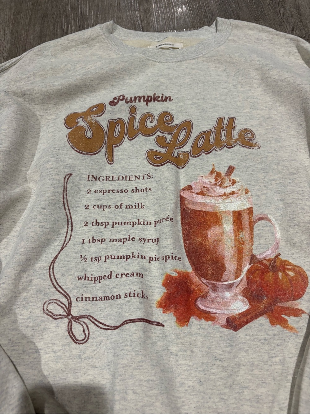 Anthropologie Pumpkin Spice Latte Graphic Sweatshirt Size Large - Picture 5 of 6